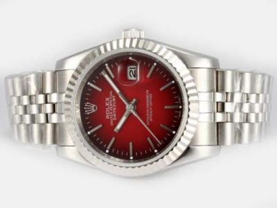 Replica Rolex Datejust Red Face Watch Stainless Steel Jubilee Band